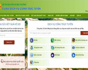 Bộ Tài Nguyên và Môi Trường cung cấp 100% các thủ tục hành chính trên môi trường trực tuyến!